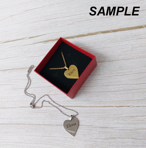 Custom Laser Engraving 304 Stainless Steel Heart Pendant with Necklace & Gift Box Custom Laser Engraving 304 Stainless Steel Heart Pendant with Necklace & Gift Box
