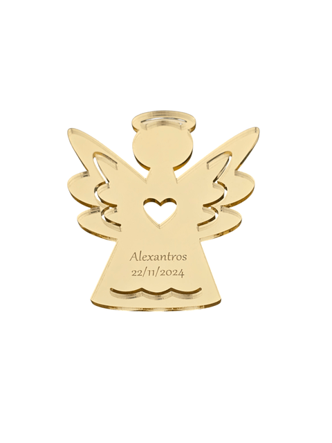 Customise Acrylic Mirror Angel Charm Pendant Golden 7x8cm Customise Acrylic Mirror Angel Charm Pendant Golden 7x8cm