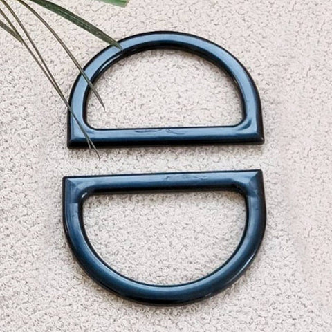BLACK D Shaped Plastic Imitation Wood Bag Handles, for Bag Replacement Accessories D Shaped Plastic Imitation Wood Bag Handles, for Bag Replacement Accessories
