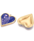 DARK BLUE 18K Gold Plated Stainless Steel Heart Pendant – Printed Style Charm, Ion Plated, Tarnish Resistant 18K Gold Plated Stainless Steel Heart Pendant – Printed Style Charm, Ion Plated, Tarnish Resistant