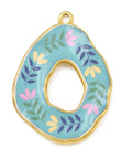 DARK TURQUOISE Oval Flower Pendant  – 18K Gold PVD Stainless Steel Charm 34.5mm Oval Flower Pendant  – 18K Gold PVD Stainless Steel Charm 34.5mm | Cyprus