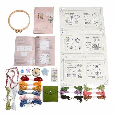 DIY Embroidery Stitch Book Kit for Beginners – Mixed Colour DIY Embroidery Stitch Book Kit for Beginners