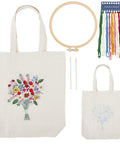 DIY Tote Bag Embroidery Kit with Hoop, Needles, Thread & Cotton Fabric DIY Tote Bag Embroidery Kit with Hoop, Needles, Thread & Cotton Fabric