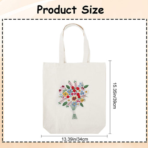 DIY Tote Bag Embroidery Kit with Hoop, Needles, Thread & Cotton Fabric DIY Tote Bag Embroidery Kit with Hoop, Needles, Thread & Cotton Fabric