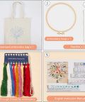DIY Tote Bag Embroidery Kit with Hoop, Needles, Thread & Cotton Fabric DIY Tote Bag Embroidery Kit with Hoop, Needles, Thread & Cotton Fabric