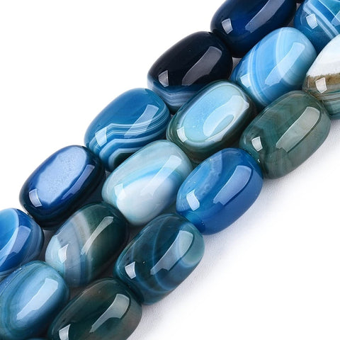 Dyed Natural Agate Barrel 13-15mm Bead Strand – Dodger Blue Dyed Natural Agate Barrel 13-15mm Bead Strand – Dodger Blue
