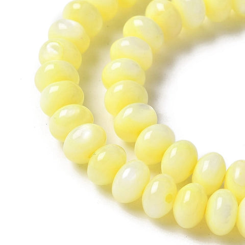 YELLOW Dyed Natural Freshwater Shell Rondelle Beads Strand – 6mm, Choose Color Freshwater Shell Rondelle Beads 6mm | BalzarCrafts