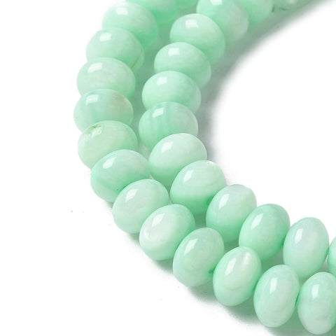 AQUAMARINE Dyed Natural Freshwater Shell Rondelle Beads Strand – 6mm, Choose Color Freshwater Shell Rondelle Beads 6mm | BalzarCrafts