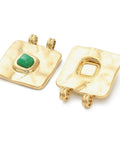 Dyed Natural Malaysia Jade Square Pendant Charm – 18K Gold Plated Stainless Steel, Green Green Malaysia Jade Square Charm 18K Gold Plated | BalzarCrafts