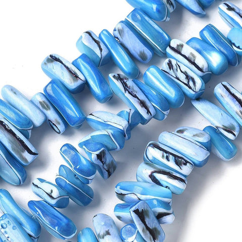 DEEP SKY BLUE Dyed Natural Trochus Shell Beads Strands, Nuggets Dyed Natural Trochus Shell Beads Strands, Nuggets