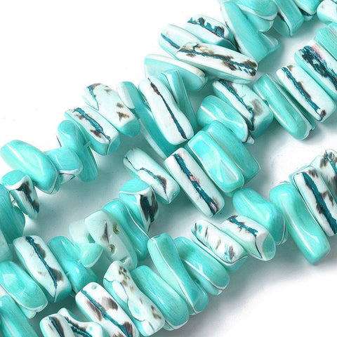 DARK TURQUOISE Dyed Natural Trochus Shell Beads Strands, Nuggets Dyed Natural Trochus Shell Beads Strands, Nuggets