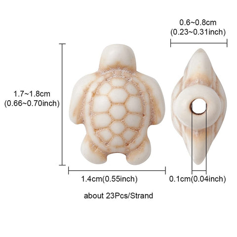 Dyed Synthetic Turquoise Beads, Sea Turtle, White Dyed Synthetic Turquoise Beads, Sea Turtle, White