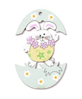 Front Rabbit Easter Theme Wood Big Pendants, Egg , 90x57x2mm Easter Theme Wood Big Pendants, Egg , 90x57x2mm