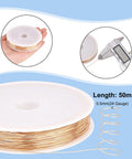Eco-Friendly Round Copper Wire, Copper Beading Wire for Jewelry Making, Long-Lasting Plated, Golden 0.5mm Eco-Friendly Round Copper Wire, Copper Beading Wire for Jewelry Making, Long-Lasting Plated, Golden 0.5mm