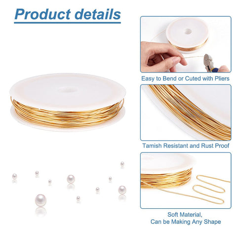 Eco-Friendly Round Copper Wire, Copper Beading Wire for Jewelry Making, Long-Lasting Plated, Golden 0.5mm Eco-Friendly Round Copper Wire, Copper Beading Wire for Jewelry Making, Long-Lasting Plated, Golden 0.5mm