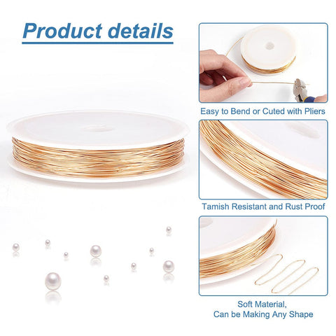 Eco-Friendly Round Copper Wire, Copper Beading Wire for Jewelry Making, Long-Lasting Plated, Golden 0.8mm Eco-Friendly Round Copper Wire, Copper Beading Wire for Jewelry Making, Long-Lasting Plated, Golden 0.8mm