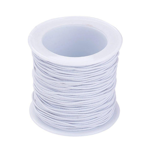WHITE Elastic Cord, Size: about 1mm in diameter, about 22.96 yards(21m)/roll. 1mm Elastic Cord 21m Roll – Strong Stretch Beading Thread | Balzar Crafts Cyprus