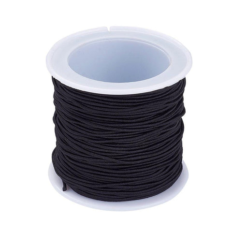 BLACK Elastic Cord, Size: about 1mm in diameter, about 22.96 yards(21m)/roll. 1mm Elastic Cord 21m Roll – Strong Stretch Beading Thread | Balzar Crafts Cyprus