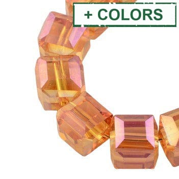 Electroplate Glass Bead Strands, Faceted, Cube, 6mm (1 STR) Electroplate Glass Bead Strands, Faceted, Cube, 6mm (1 STR)