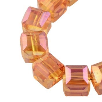 Dark Orange Electroplate Glass Bead Strands, Faceted, Cube, 6mm (1 STR) Electroplate Glass Bead Strands, Faceted, Cube, 6mm (1 STR)