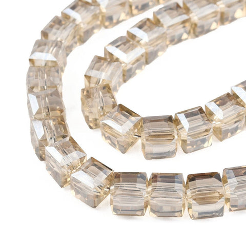 Burlywood Electroplate Glass Bead Strands, Faceted, Cube, 6mm (1 STR) Electroplate Glass Bead Strands, Faceted, Cube, 6mm (1 STR)
