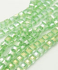 AB Light Green Electroplate Glass Bead Strands, Faceted, Cube, 6mm (1 STR) Electroplate Glass Bead Strands, Faceted, Cube, 6mm (1 STR)
