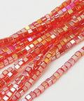 AB Red Electroplate Glass Bead Strands, Faceted, Cube, 6mm (1 STR) Electroplate Glass Bead Strands, Faceted, Cube, 6mm (1 STR)