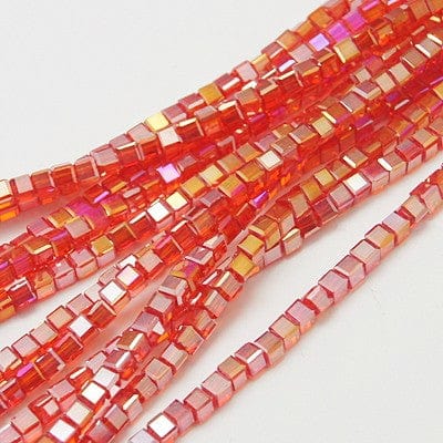 AB Red Electroplate Glass Bead Strands, Faceted, Cube, 6mm (1 STR) Electroplate Glass Bead Strands, Faceted, Cube, 6mm (1 STR)
