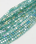 AB Turquoise Electroplate Glass Bead Strands, Faceted, Cube, 6mm (1 STR) Electroplate Glass Bead Strands, Faceted, Cube, 6mm (1 STR)