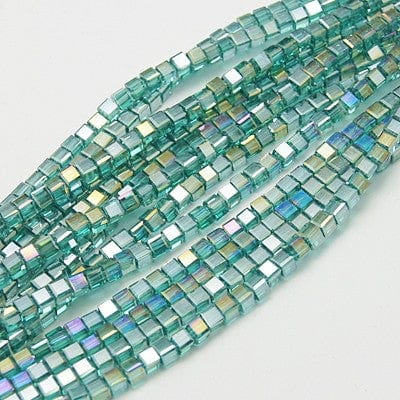 AB Turquoise Electroplate Glass Bead Strands, Faceted, Cube, 6mm (1 STR) Electroplate Glass Bead Strands, Faceted, Cube, 6mm (1 STR)