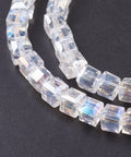 AB Clear Electroplate Glass Bead Strands, Faceted, Cube, 6mm (1 STR) Electroplate Glass Bead Strands, Faceted, Cube, 6mm (1 STR)