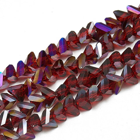 DARK RED Electroplate Glass Beads, Faceted Triangle, 6x5x4mm Electroplate Glass Beads, Faceted Triangle, 6x5x4mm
