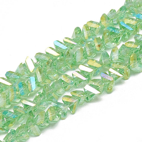 LIGHT GREEN Electroplate Glass Beads, Faceted Triangle, 6x5x4mm Electroplate Glass Beads, Faceted Triangle, 6x5x4mm