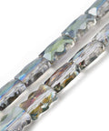 GREEN PLATED Electroplate Glass Beads Strands, Rectangle, Half Plated, Faceted Electroplate Glass Beads Strands, Rectangle, Half Plated, Faceted