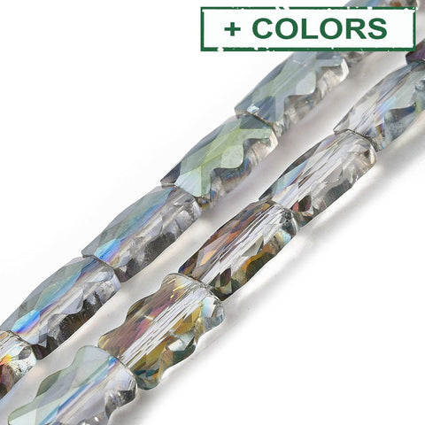Electroplate Glass Beads Strands, Rectangle, Half Plated, Faceted Electroplate Glass Beads Strands, Rectangle, Half Plated, Faceted