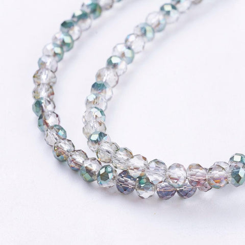 PALE GREEN HALF PLATED Electroplate Glass Faceted Rondelle Beads, 2x3mm Electroplate Glass Faceted Rondelle Beads, 2x3mm