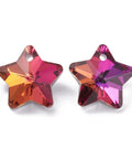 FUCHSIA Electroplate Glass , Faceted, Star, 13x13.5x7mm Electroplate Glass , Faceted, Star, 13x13.5x7mm
