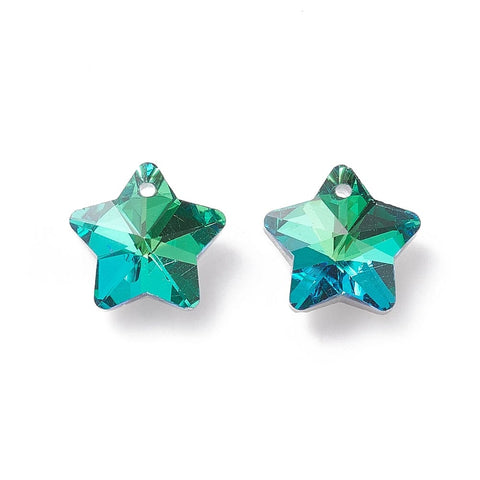 MEDIUM AQUAMARINE Electroplate Glass , Faceted, Star, 13x13.5x7mm Electroplate Glass , Faceted, Star, 13x13.5x7mm