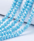 DEEP SKY BLUE Electroplate Glass Opaque Solid Color, AB Color Plated, Faceted, Rondelle, 6x5mm Electroplate Glass Opaque Solid Color, AB Color Plated, Faceted, Rondelle, 6x5mm