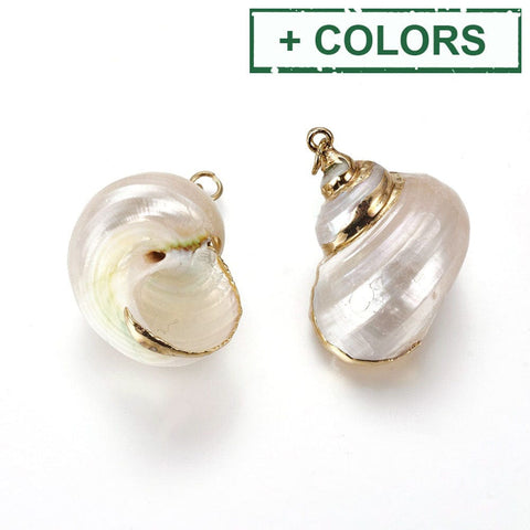 Electroplate Spiral Shell Pendants, Conch 24~31mm Electroplate Spiral Shell Pendants, with Iron Findings, Platinum, Conch Size: about 18~24mm wide, 24~31mm long, 15~16mm thick, hole: 2mm