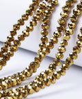 GOLDEN PLATED Electroplate Transparent Glass Beads Strands, Full Plated, Faceted, Rondelle Electroplate Transparent Glass Beads Strands, Full Plated, Faceted, Rondelle