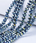 GREEN PLATED Electroplate Transparent Glass Beads Strands, Full Plated, Faceted, Rondelle Electroplate Transparent Glass Beads Strands, Full Plated, Faceted, Rondelle