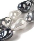 WHITE / SMOKE Electroplated Glass Imitation Shell Pearl Beads, Nuggets, 22.5x15.5x15mm Electroplated Glass Imitation Shell Pearl Beads, Nuggets, 22.5x15.5x15mm