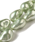 DARK SEA GREEN Electroplated Glass Imitation Shell Pearl Beads, Nuggets, 22.5x15.5x15mm Electroplated Glass Imitation Shell Pearl Beads, Nuggets, 22.5x15.5x15mm