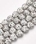 Electroplated Natural Lava Rock Beads, Bumpy, Heart, Platinum Plated Electroplated Natural Lava Rock Beads, Bumpy, Heart, Platinum Plated