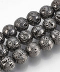 Electroplated Natural Lava Rock Beads, Round, Bumpy, Gunmetal Plated, 6~7mm Electroplated Natural Lava Rock Beads, Round, Bumpy, Gunmetal Plated, 6~7mm