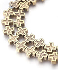 ANTIQUE BRONZE Electroplated Non-magnetic Synthetic Cross Hematite Slider Connector link Beads 10x10mm Electroplated Non-magnetic Synthetic Cross Hematite Slider Connector link Beads 10x10mm