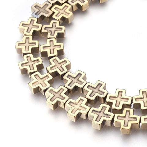 ANTIQUE BRONZE Electroplated Non-magnetic Synthetic Cross Hematite Slider Connector link Beads 10x10mm Electroplated Non-magnetic Synthetic Cross Hematite Slider Connector link Beads 10x10mm