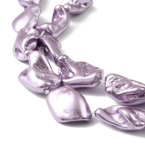 LILAC Electroplated Shell Pearl Nugget Bead Strands, Irregular Pearl Beads, 13~21mm Electroplated Shell Pearl Nugget Bead Strands, Irregular Pearl Beads, 13~21mm