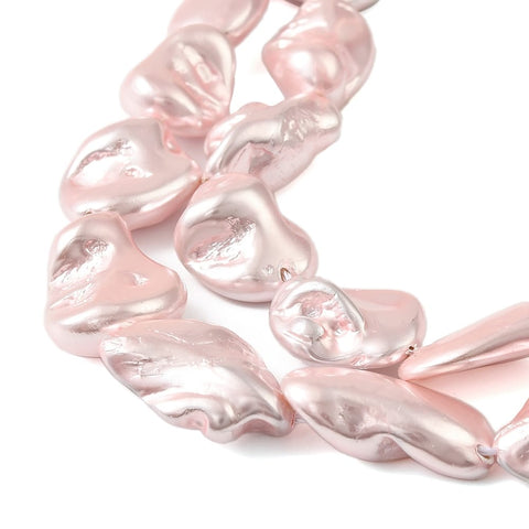 PINK Electroplated Shell Pearl Nugget Bead Strands, Irregular Pearl Beads, 13~21mm Electroplated Shell Pearl Nugget Bead Strands, Irregular Pearl Beads, 13~21mm